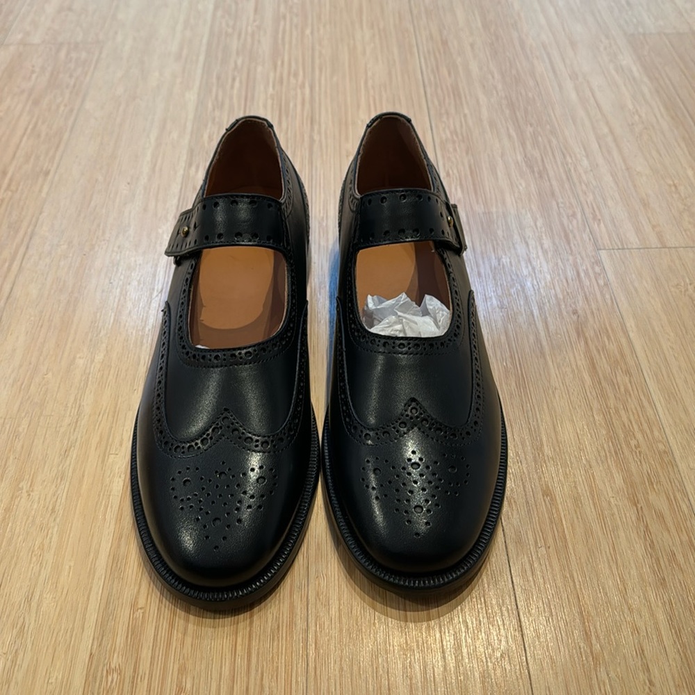 NWT, SAJA Black MaryJane Brogues, size 40 ***FIT closer to 9.5/10